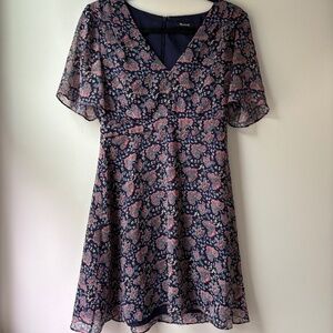 Madewell Fluttered Sleeve lined mini dress